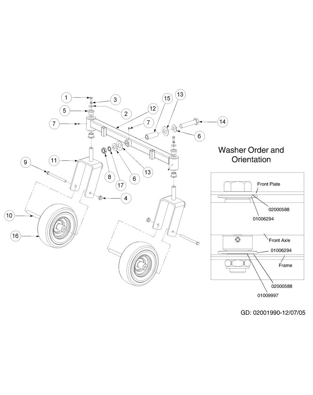 Front Caster Assembly Diagram and Parts List for Z-FORCE60 53AA5BBJ-53AA5BBJ710 Cub Cadet Lawn Tractor
